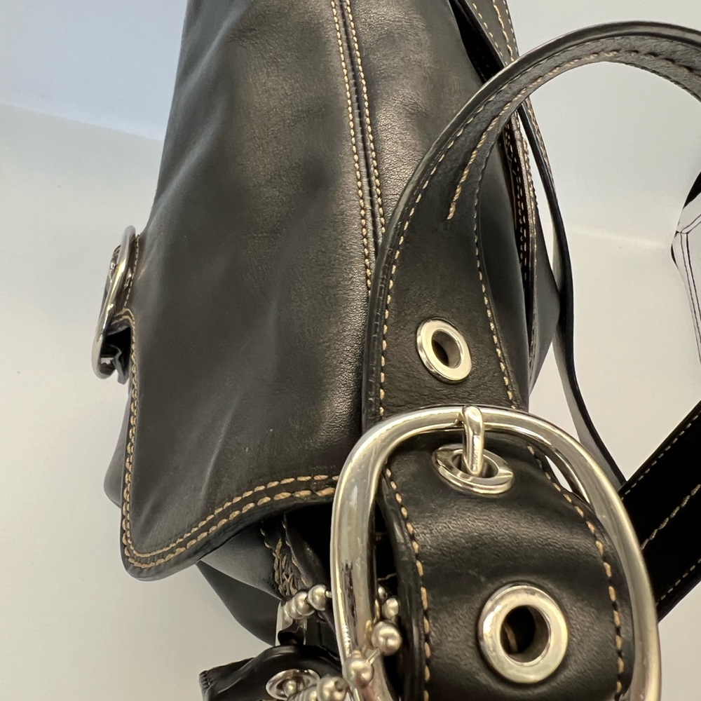 Coach Black Leather Crossbody Bag with Silver Buckle - Picture 3 of 10